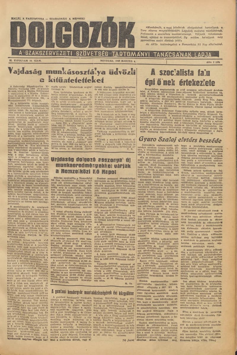 Dolgozók, 3. évf. 1949. március 4. 10. sz.
