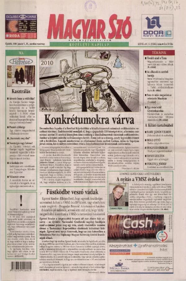 Magyar Szó, 67. évf. 2010. január 9. – 10. 5. sz. 1–44. oldal