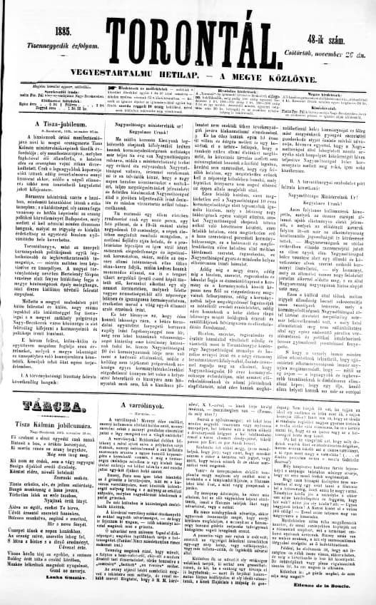 Torontál, 14. évf. 1885. november 26. 48. sz.