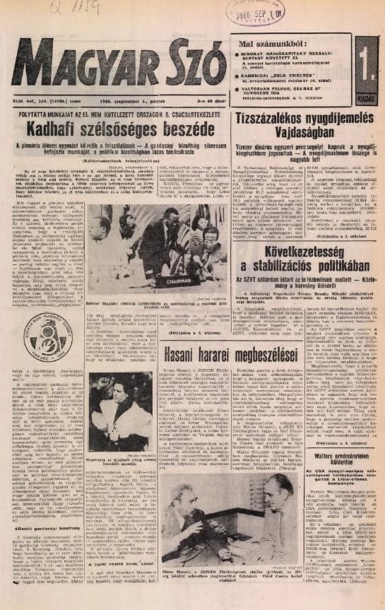 Magyar Szó, 43. évf. 1986. szeptember 5. 244. sz. 1–16. oldal