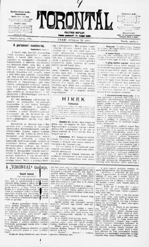 Torontál, 33. évf. 1904. április 6. 78. sz.