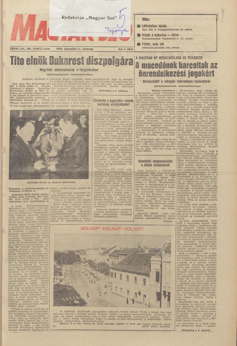 Magyar Szó, 36. évf. 1979. november 4. 304. sz. 1–32. oldal