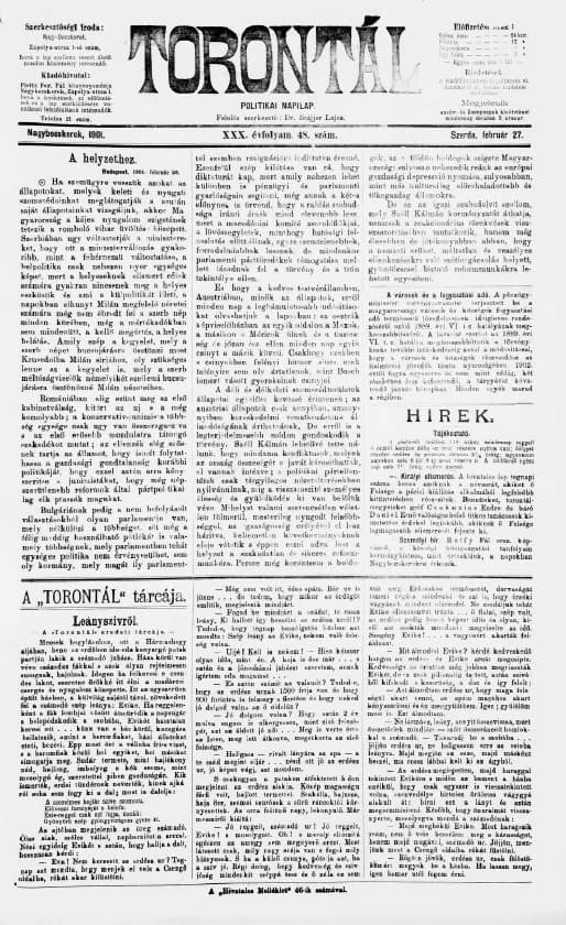 Torontál, 30. évf. 1901. február 27. 48. sz.