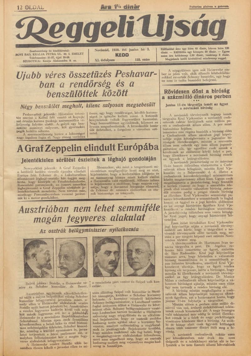 Reggeli Újság, 11. évf. 1930. június 3. 128. sz.