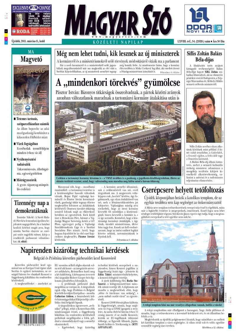 Magyar Szó, 68. évf. 2011. március 8. 54. sz. 1–20. oldal