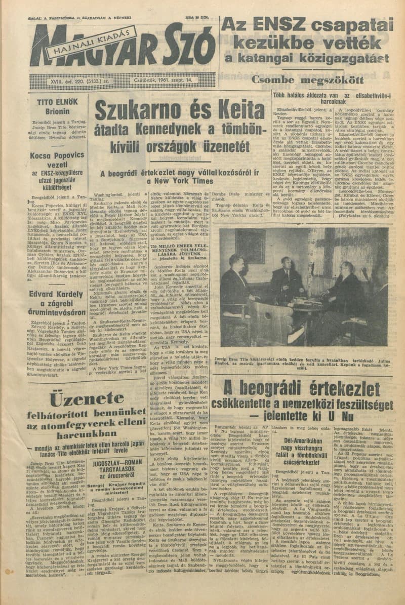 Magyar Szó, 18. évf. 1961. szeptember 14. 220. sz. 1–14. oldal