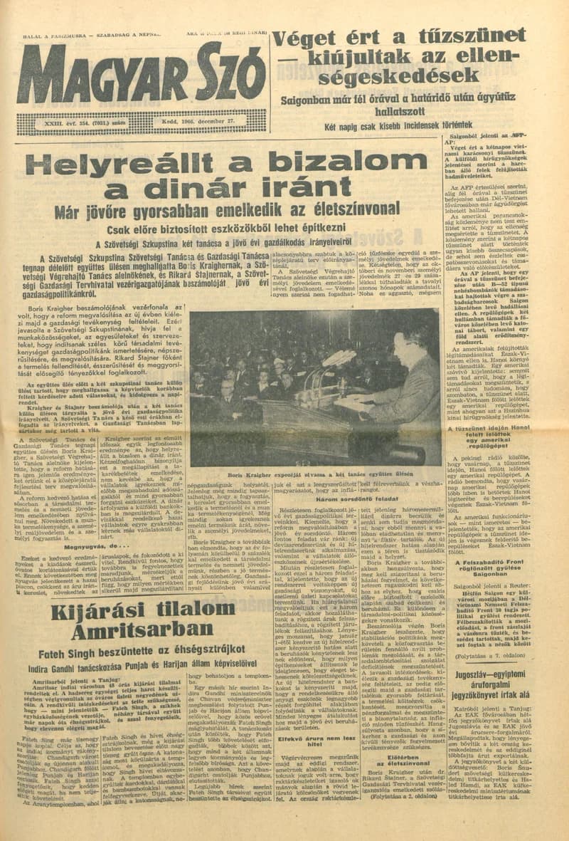 Magyar Szó, 23. évf. 1966. december 27. 354. sz.