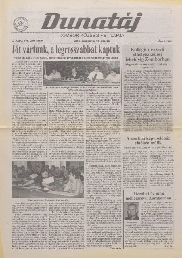 Dunatáj, 5. évf. 2003. szeptember 3. 230. sz.