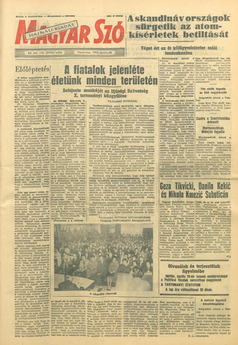 Magyar Szó, 20. évf. 1963. április 28. 116. sz. 1–24. oldal