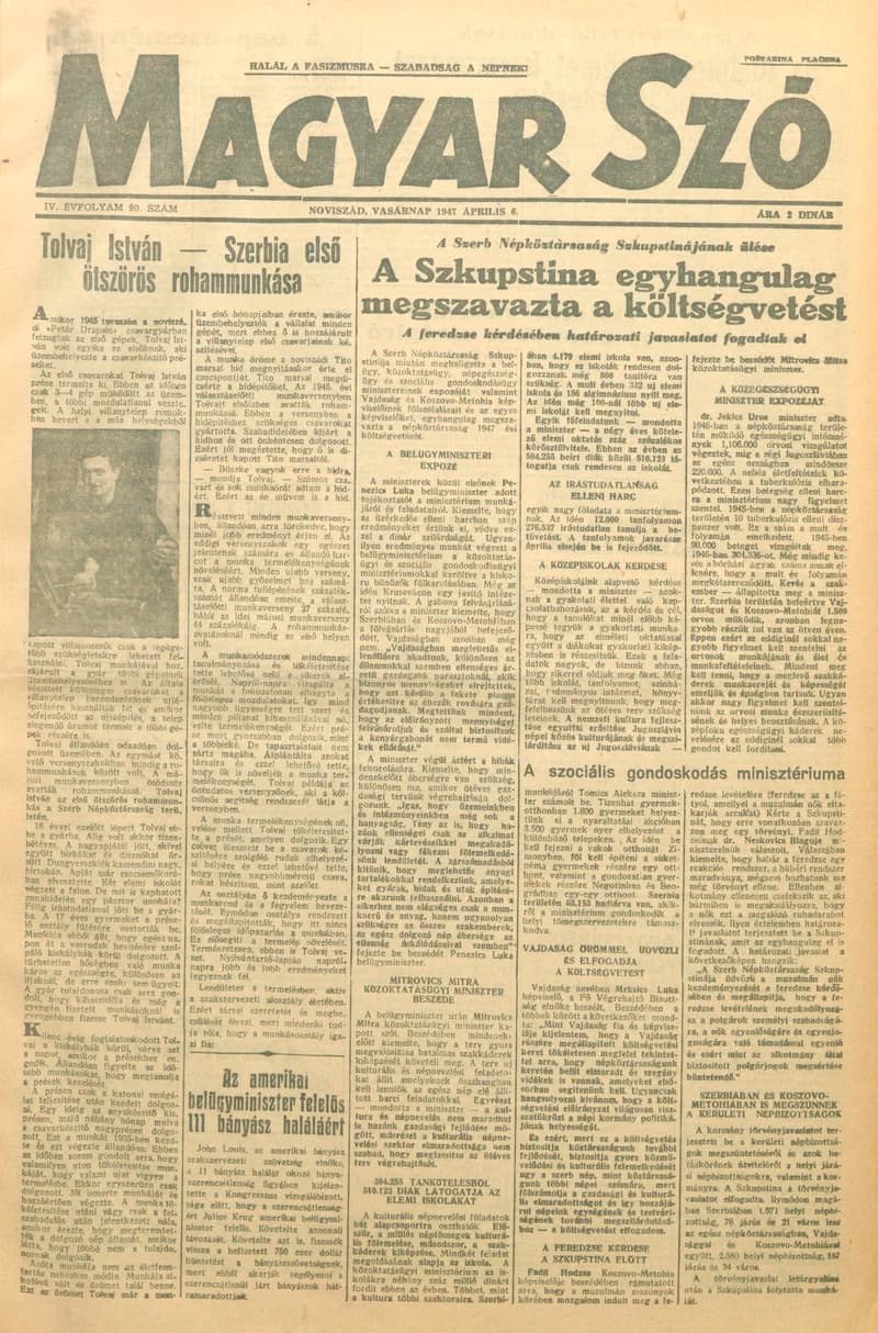 Magyar Szó, 4. évf. 1947. április 6. 90. sz. 1–8. oldal