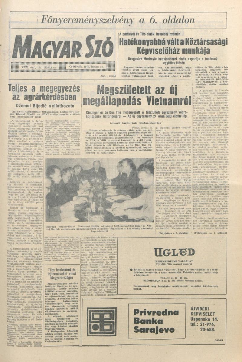 Magyar Szó, 30. évf. 1973. június 14. 161. sz. 1–20. oldal