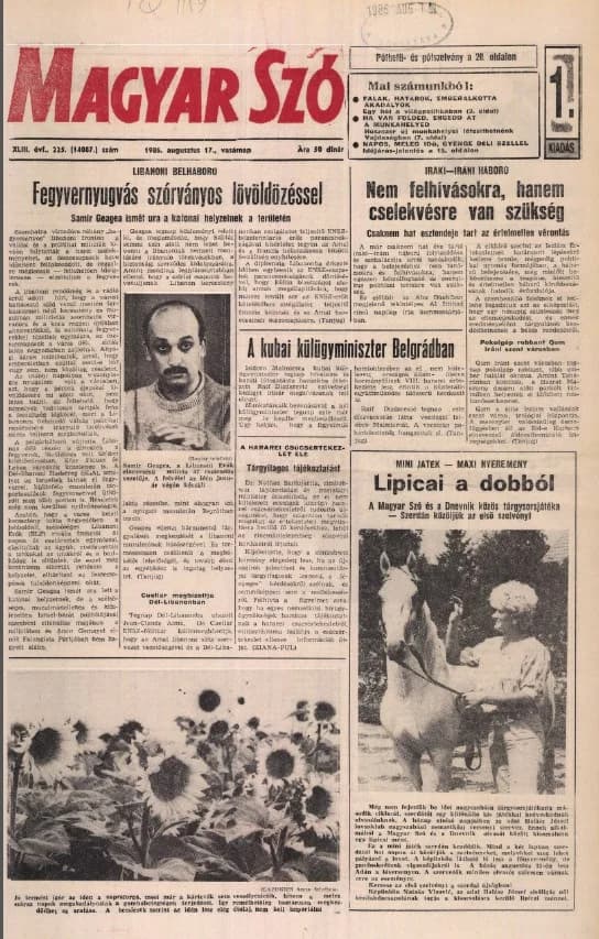 Magyar Szó, 43. évf. 1986. augusztus 17. 225. sz. 1–28. oldal