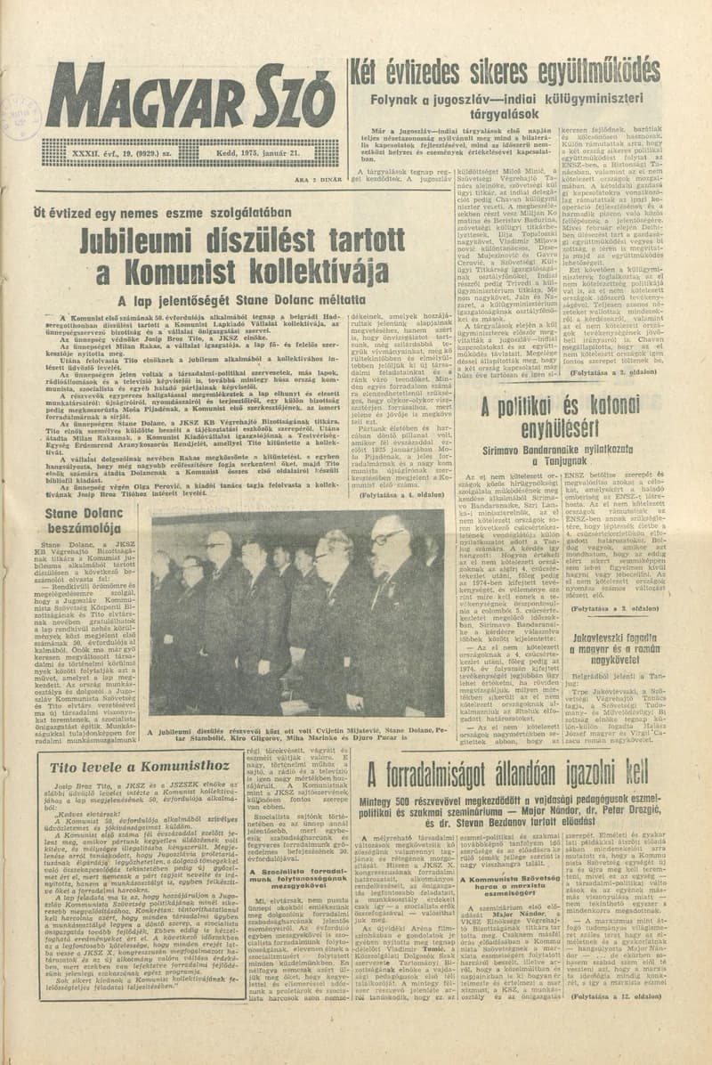 Magyar Szó, 32. évf. 1975. január 21. 19. sz.