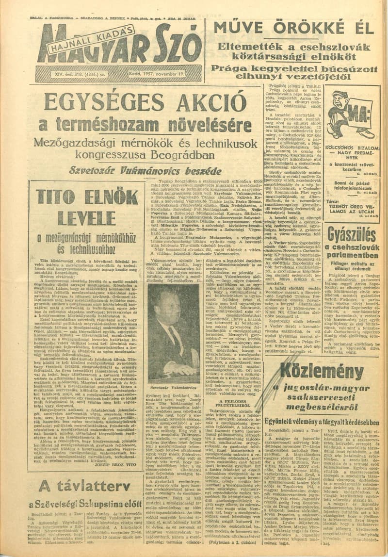 Magyar Szó, 14. évf. 1957. november 19. 318. sz. 1–12. oldal