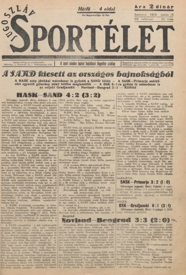 Jugoszláv sportélet, 7. évf. 1928. június 18. 22. sz.