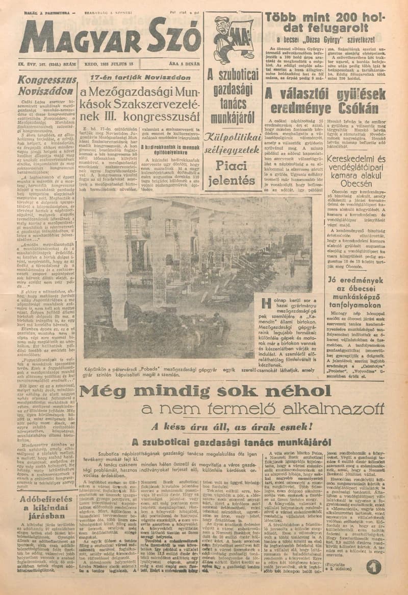 Magyar Szó, 9. évf. 1952. július 15. 167. sz. 1–6. oldal