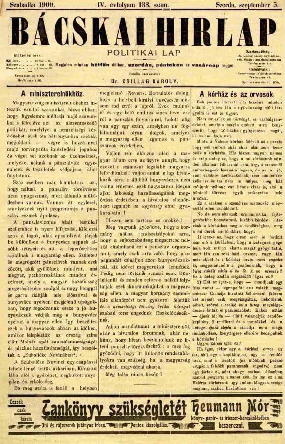 Bácskai Hirlap, 4. évf. 1900. szeptember 5. 133. sz.