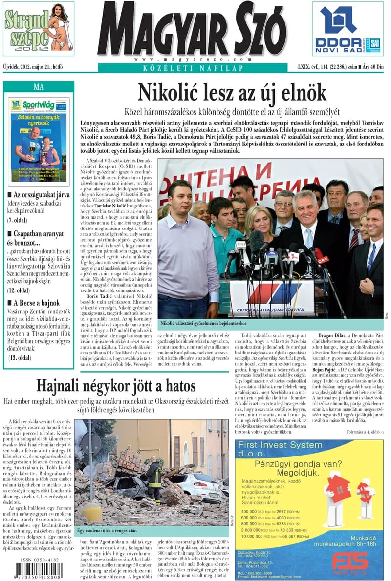 Magyar Szó, 69. évf. 2012. május 21. 114. sz. 1–16. oldal