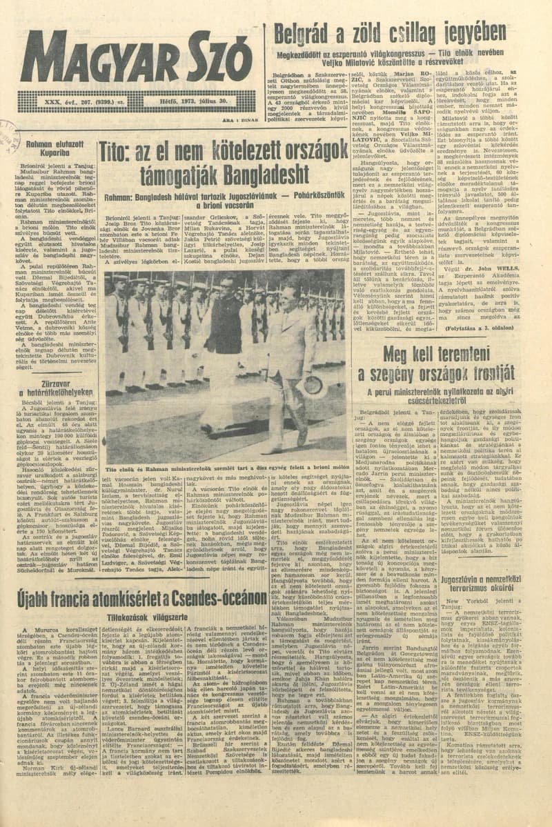 Magyar Szó, 30. évf. 1973. július 30. 207. sz. 1–4. oldal