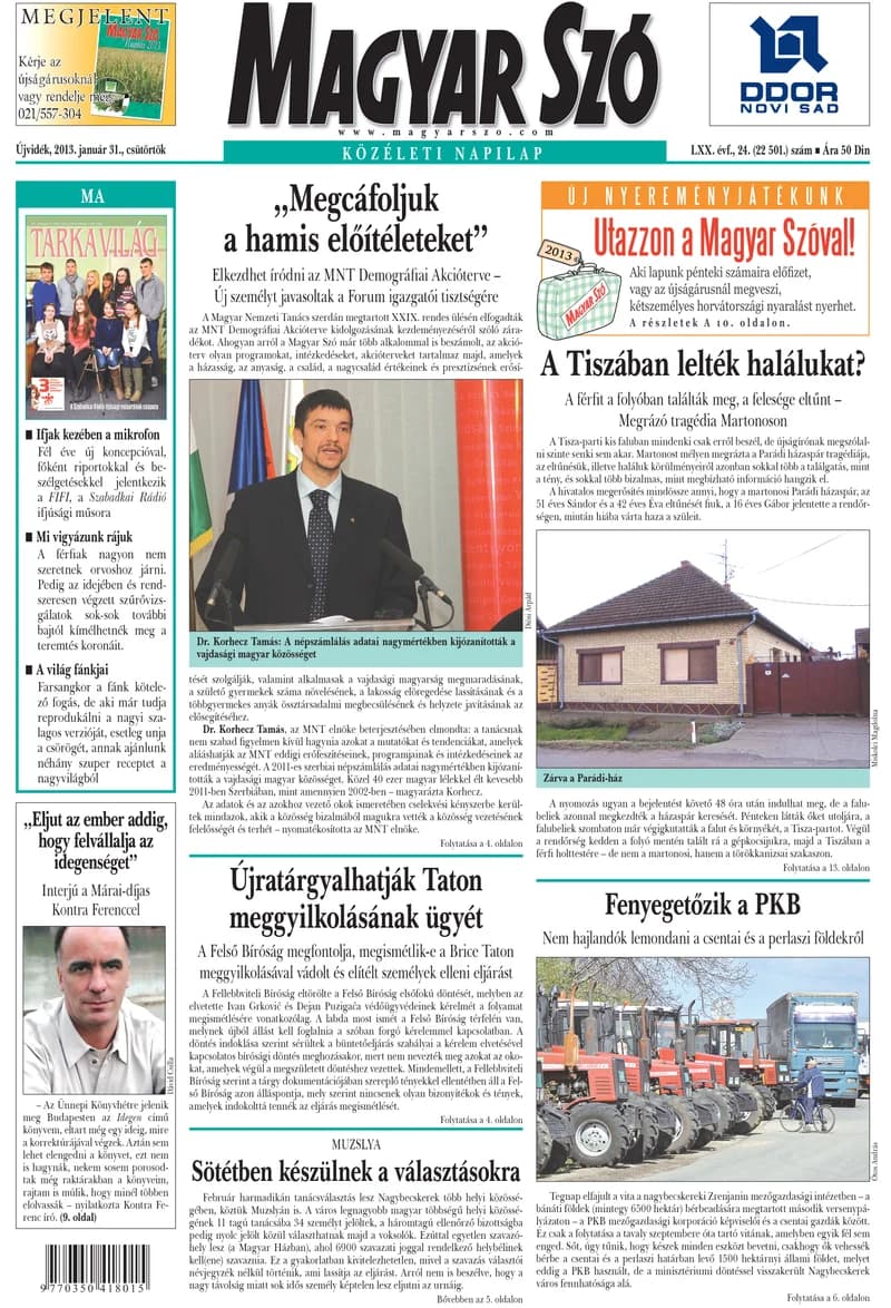 Magyar Szó, 70. évf. 2013. január 31. 24. sz. 1–20. oldal