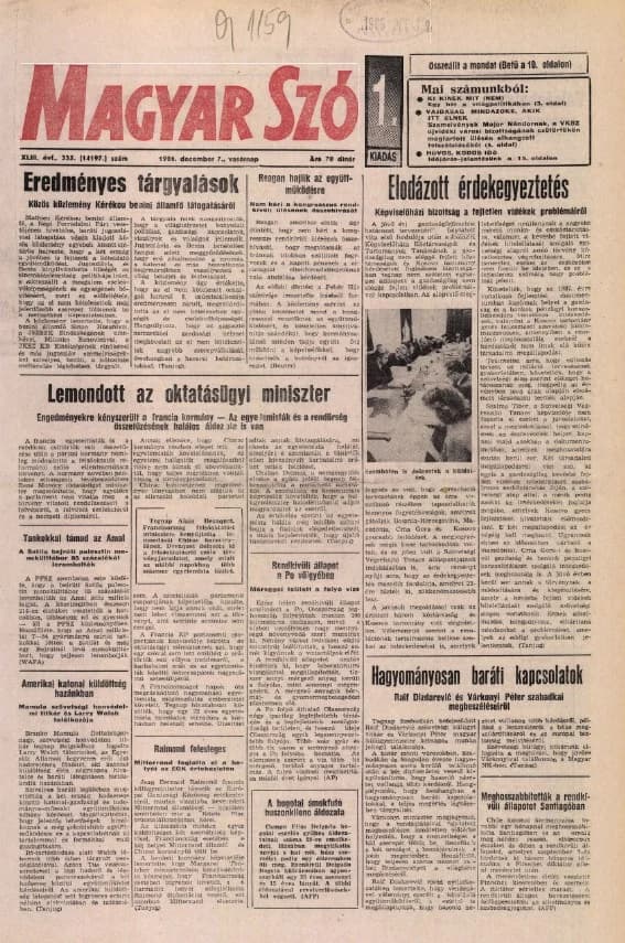 Magyar Szó, 43. évf. 1986. december 7. 335. sz. 1–28. oldal