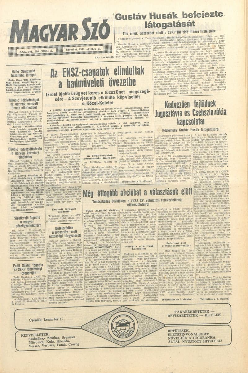 Magyar Szó, 30. évf. 1973. október 27. 296. sz.