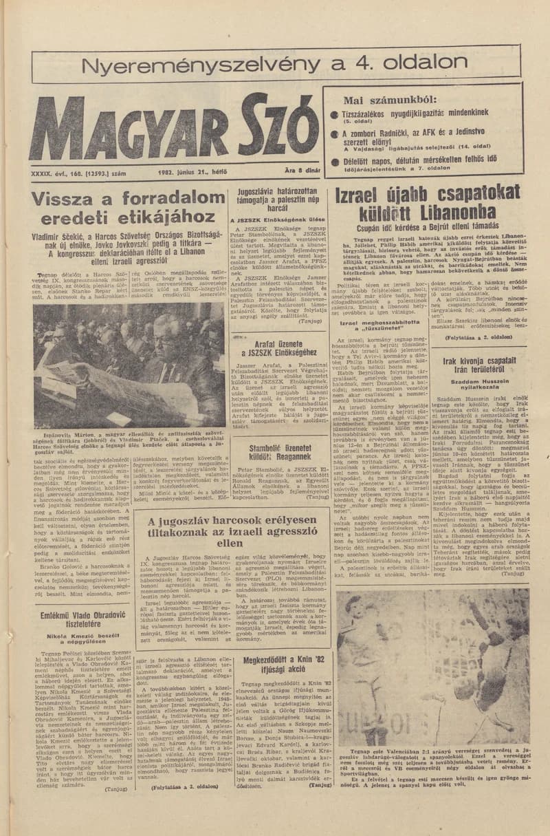 Magyar Szó, 39. évf. 1982. június 21. 168. sz. 1–8. oldal