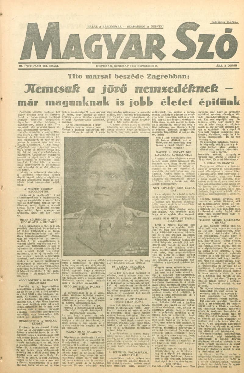Magyar Szó, 3. évf. 1946. november 2. 261. sz. 1–6. oldal