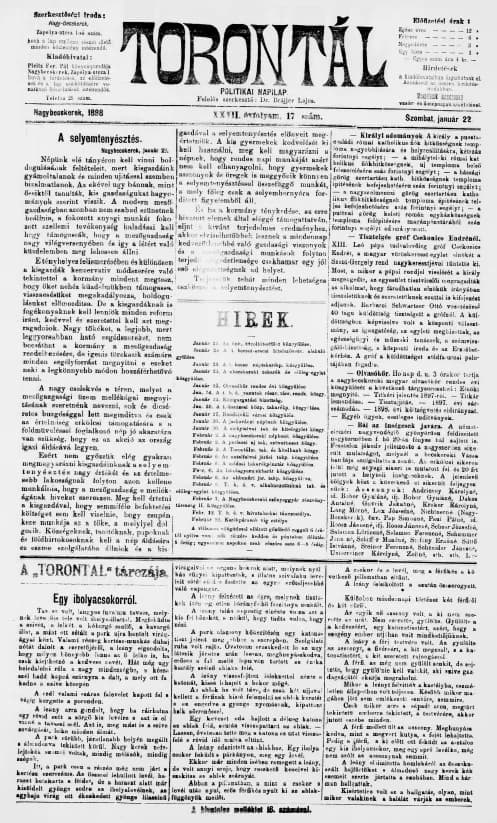 Torontál, 27. évf. 1898. január 22. 17. sz.