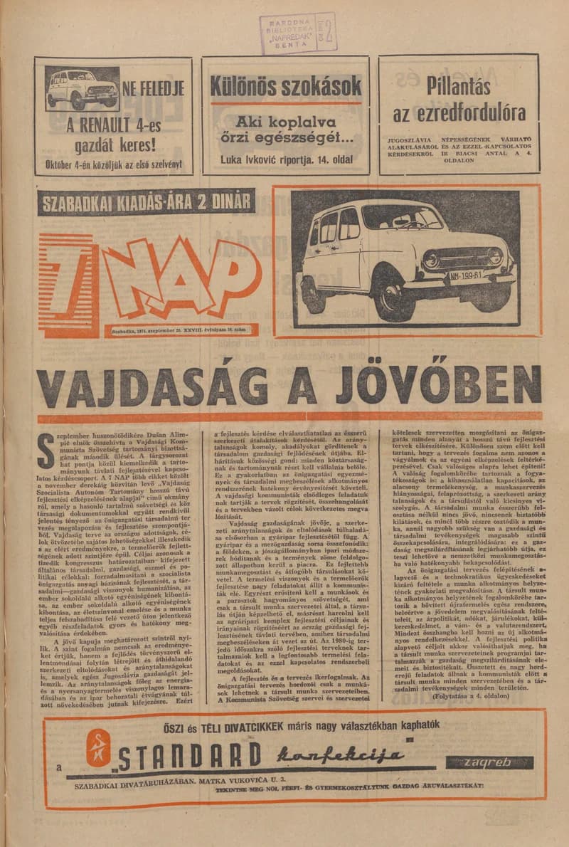 7 Nap, 29. évf. 1974. szeptember 20. 38. sz. 1–28. oldal