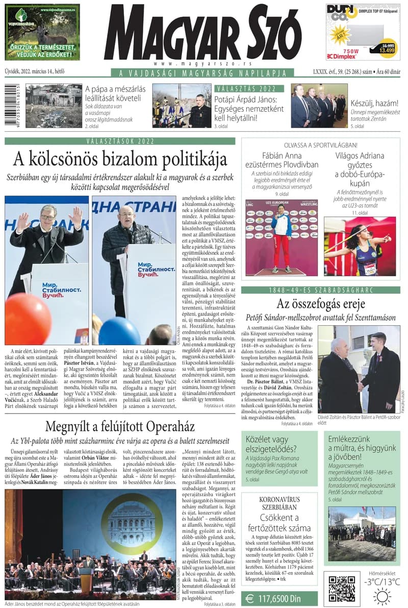 Magyar Szó, 79. évf. 2022. március 14. 59. sz. 1–16. oldal