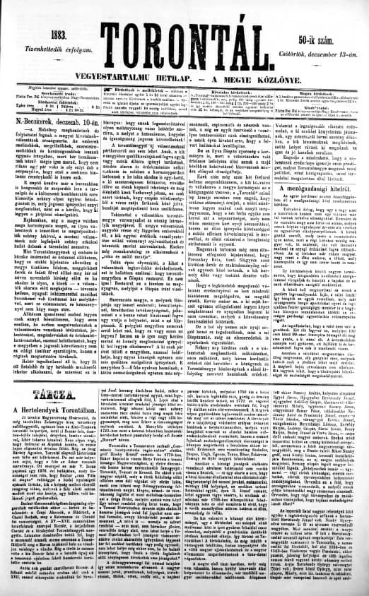 Torontál, 12. évf. 1883. december 13. 50. sz.