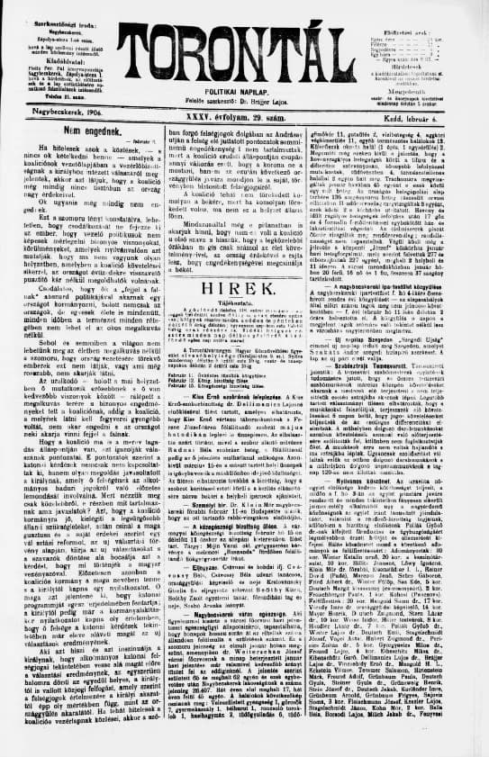 Torontál, 35. évf. 1906. február 6. 29. sz.