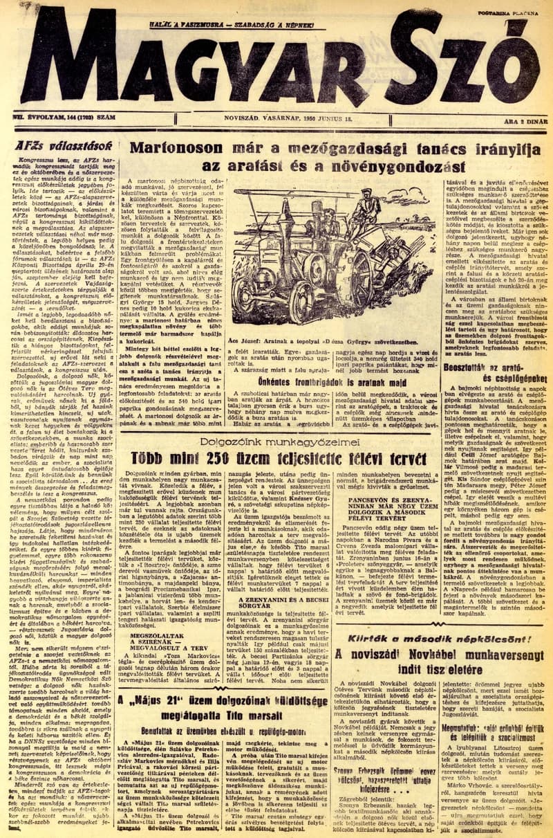 Magyar Szó, 7. évf. 1950. június 18. 144. sz. 1–4. oldal