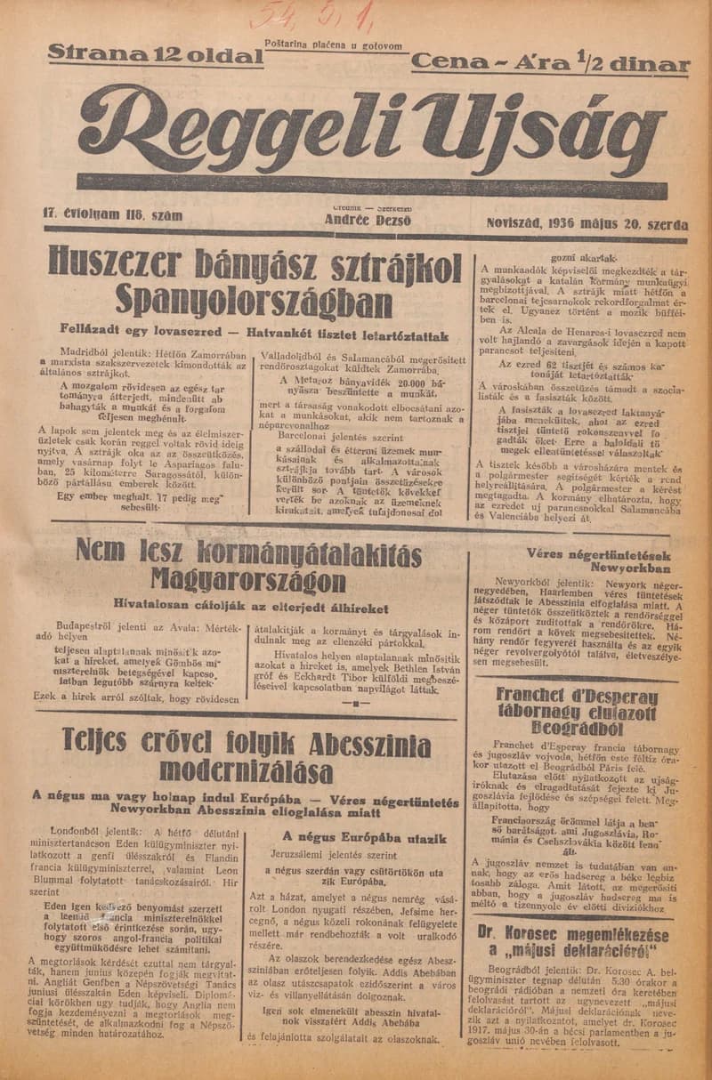 Reggeli Újság, 17. évf. 1936. május 20. 118. sz.