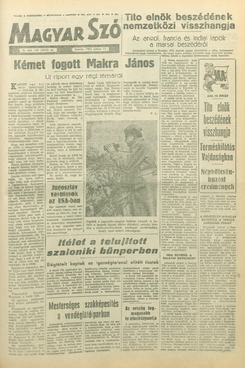 Magyar Szó, 10. évf. 1953. június 17. 165. sz. 1–10. oldal