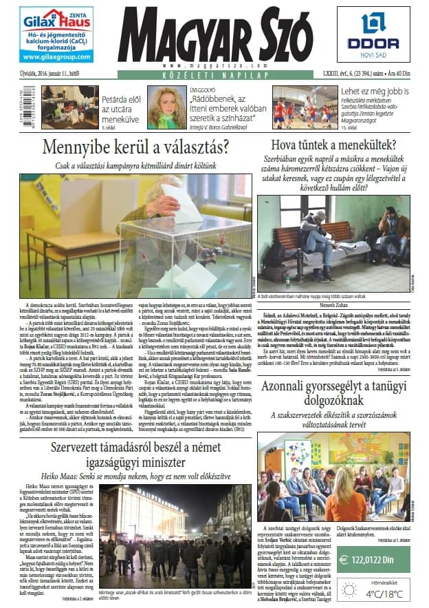 Magyar Szó, 73. évf. 2016. január 11. 6. sz. 1–20. oldal