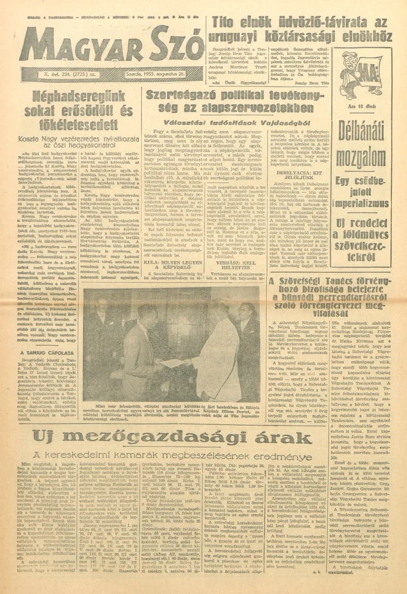 Magyar Szó, 10. évf. 1953. augusztus 26. 234. sz. 1–8. oldal