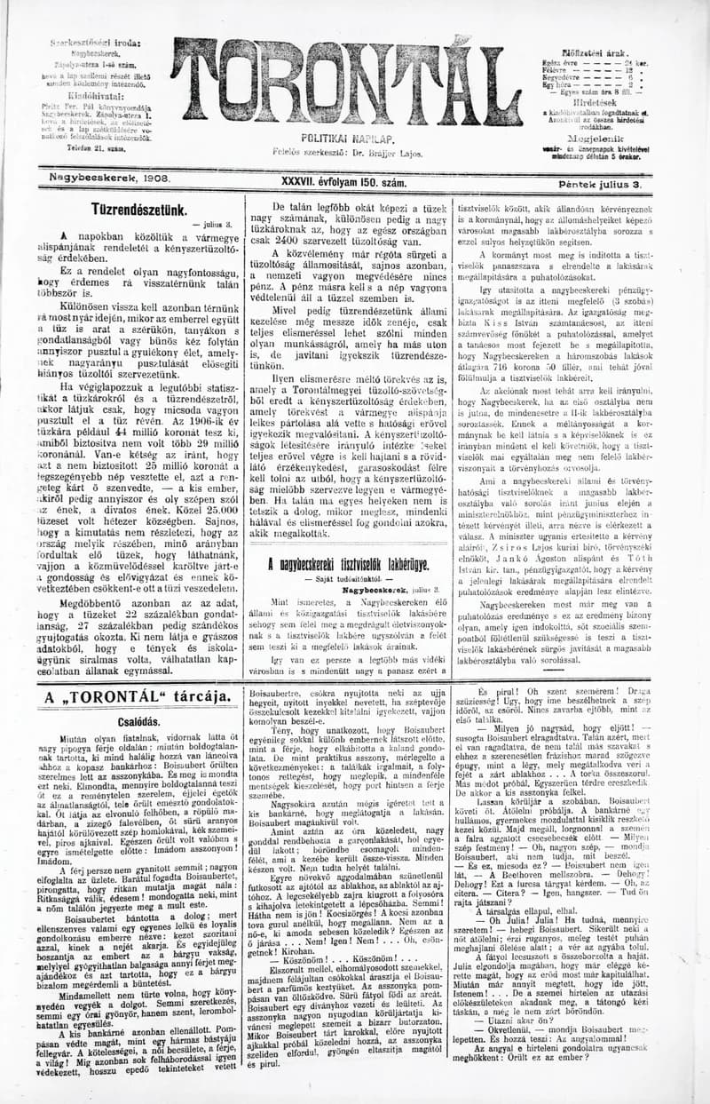 Torontál, 37. évf. 1908. július 3. 150. sz.