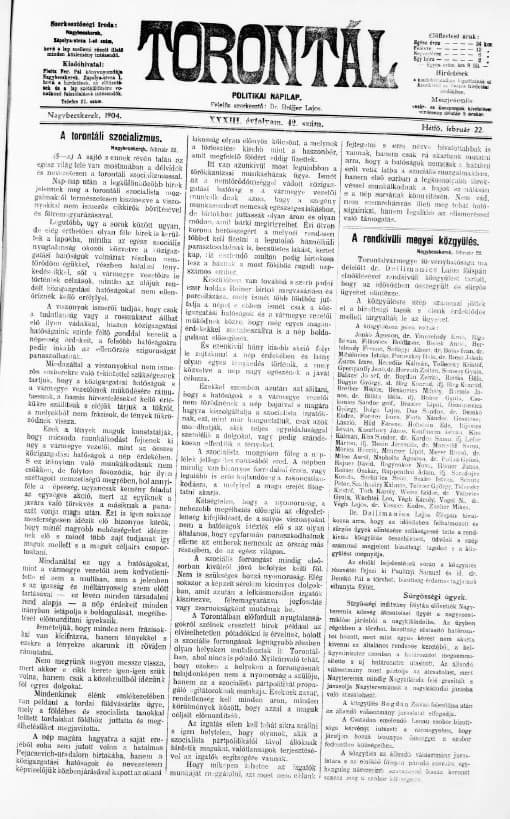 Torontál, 33. évf. 1904. február 22. 42. sz.
