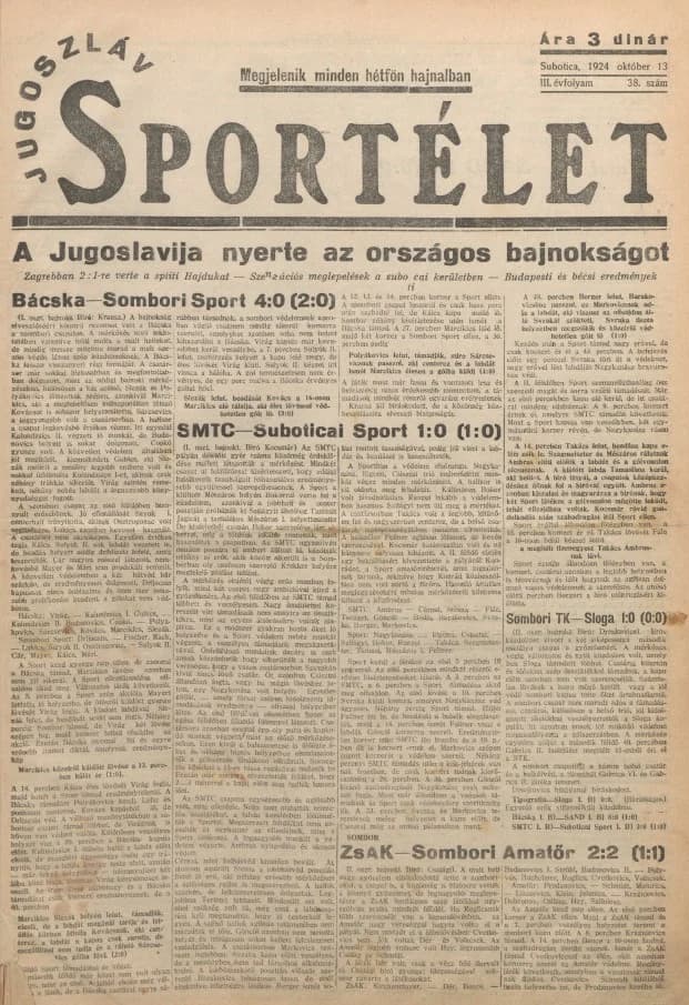 Jugoszláv sportélet, 3. évf. 1924. október 13. 38. sz.