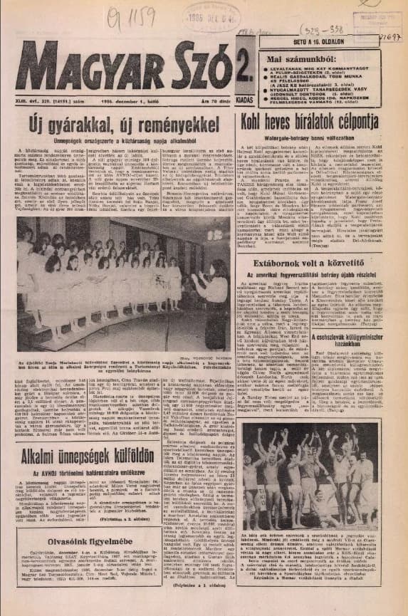 Magyar Szó, 43. évf. 1986. december 1. 329. sz. 1–24. oldal