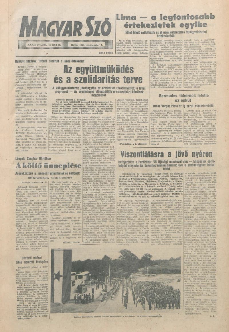 Magyar Szó, 32. évf. 1975. szeptember 1. 240. sz.