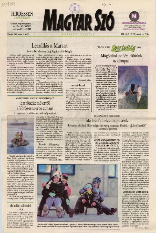 Magyar Szó, 61. évf. 2004. január 5. 2. sz. 1–16. oldal