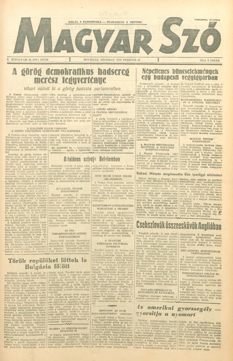 Magyar Szó, 5. évf. 1948. január 14. 38. sz. 1–6. oldal
