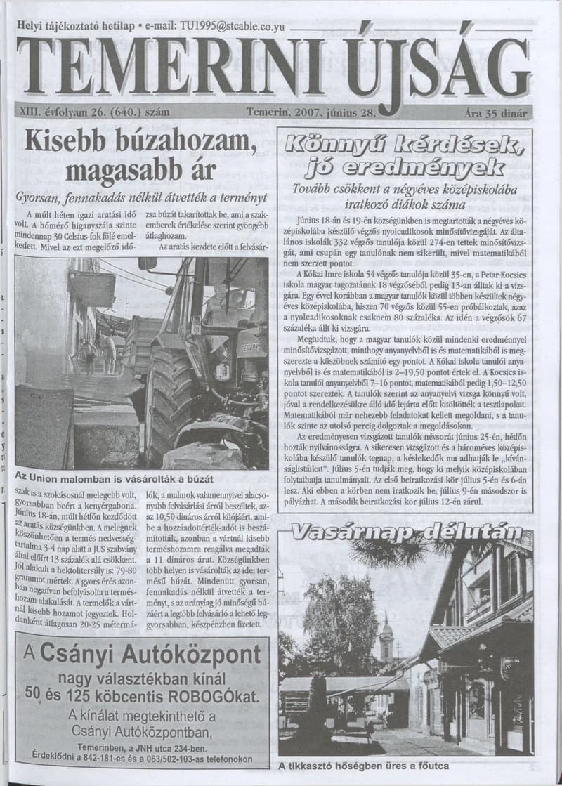 Temerini Újság, 13. évf. 2007. június 28. 26. sz.