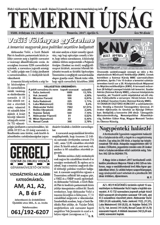 Temerini Újság, 23. évf. 2017. április 6. 14. sz.