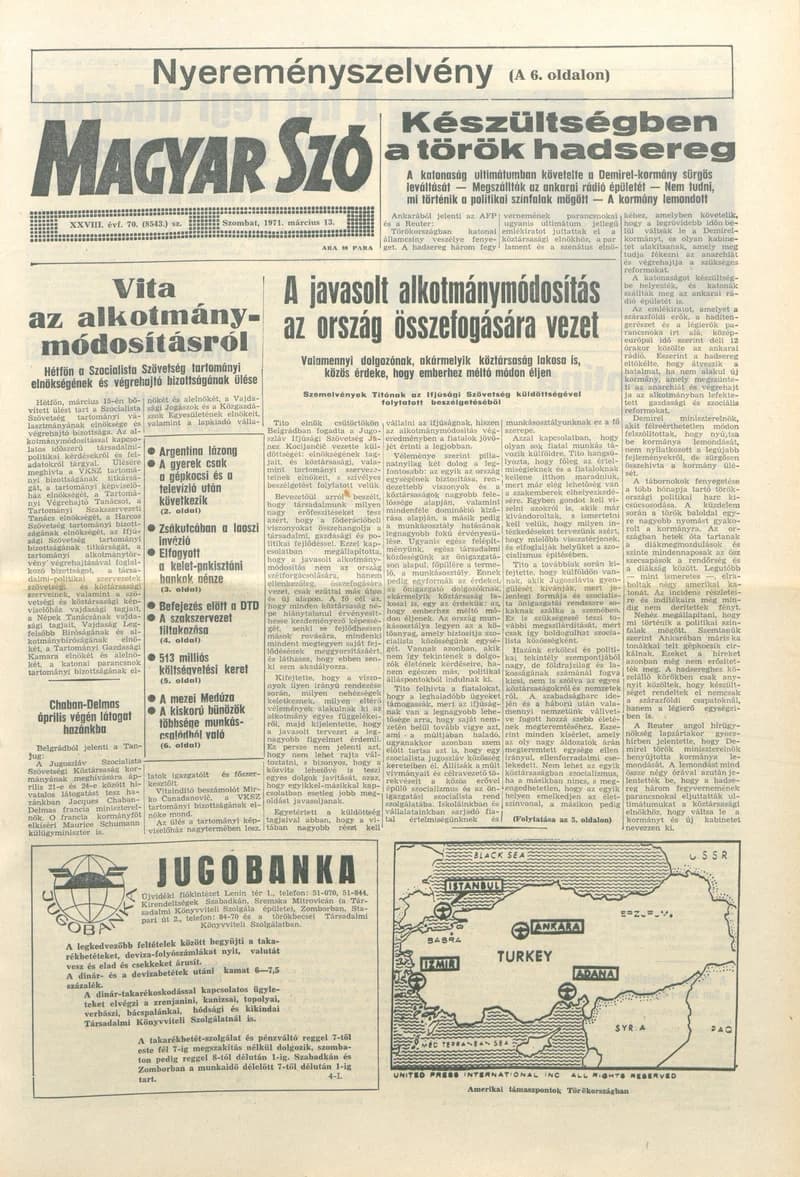 Magyar Szó, 28. évf. 1971. március 13. 70. sz. 1–24. oldal