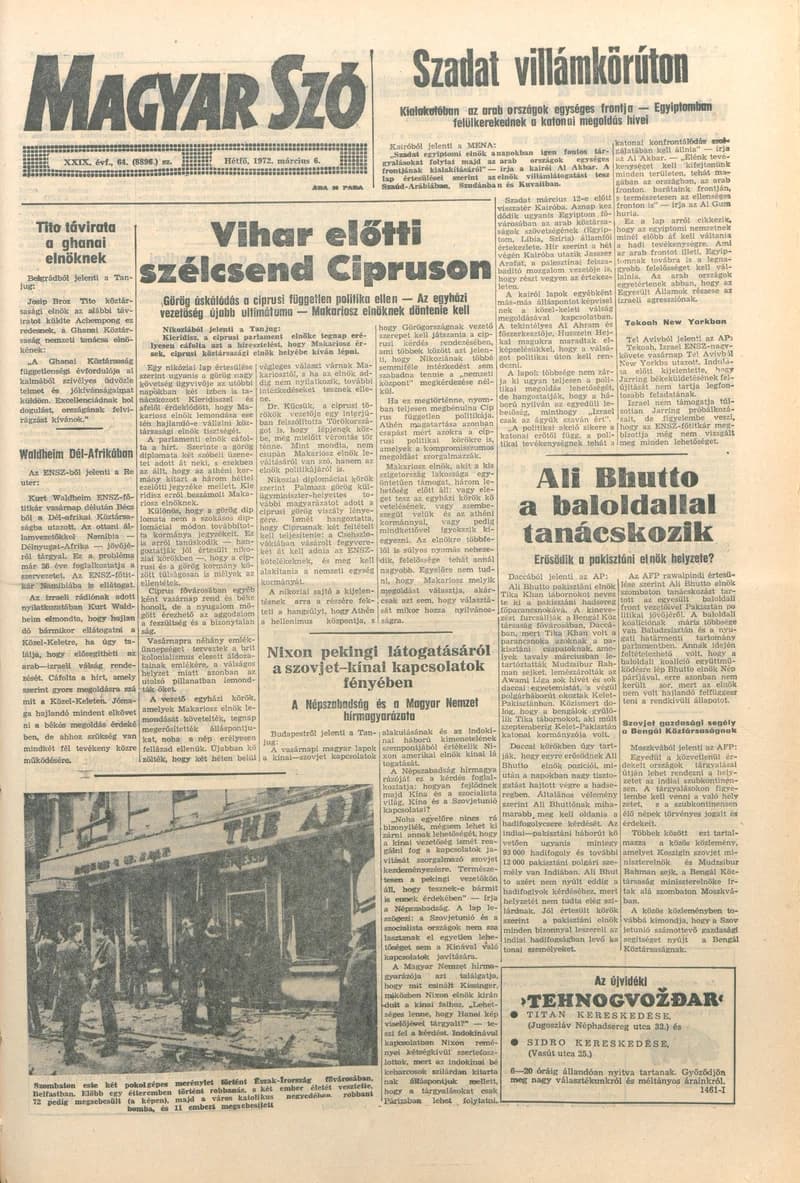 Magyar Szó, 29. évf. 1972. március 6. 64. sz. 1–10. oldal