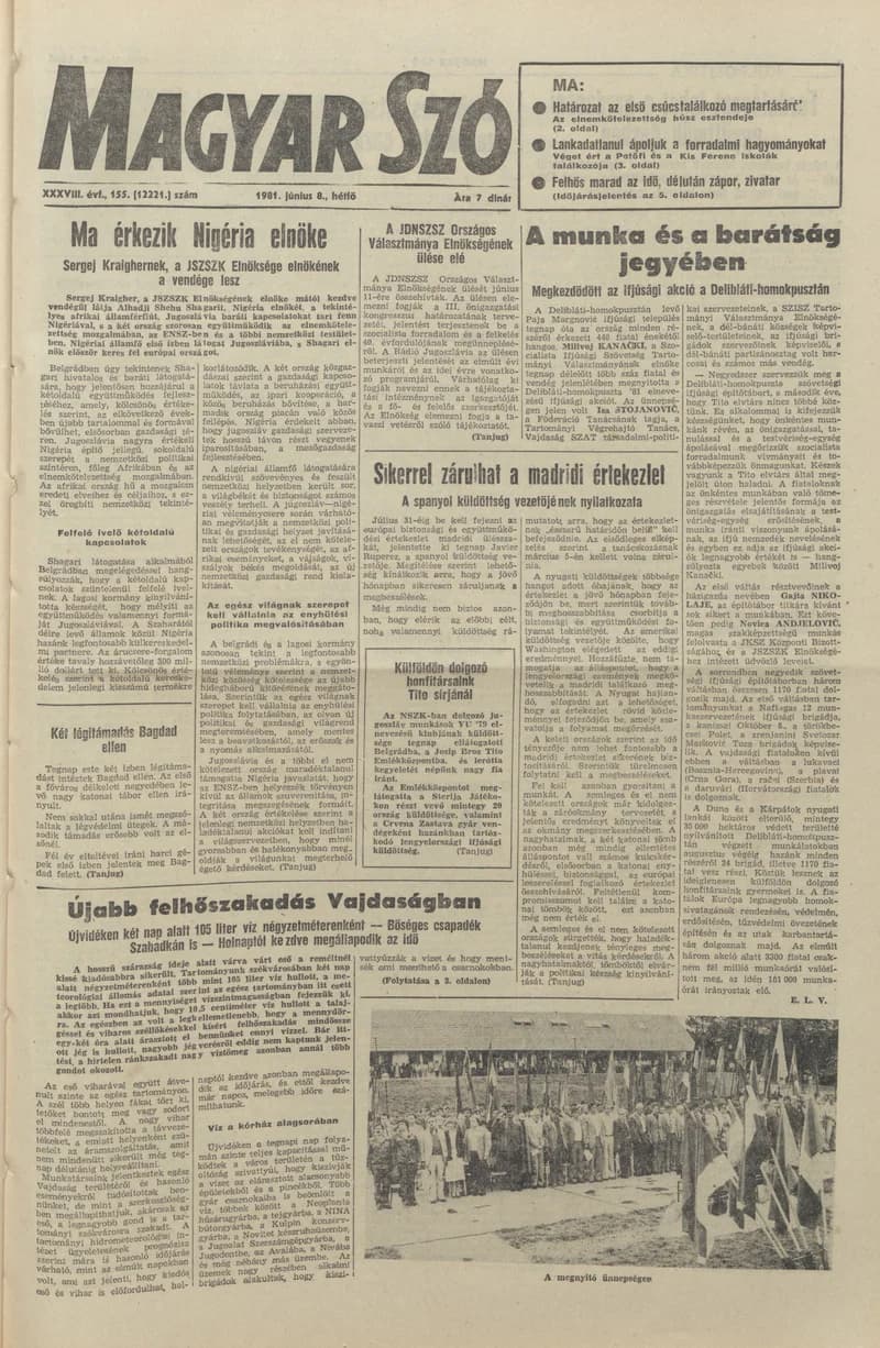 Magyar Szó, 38. évf. 1981. június 8. 155. sz.